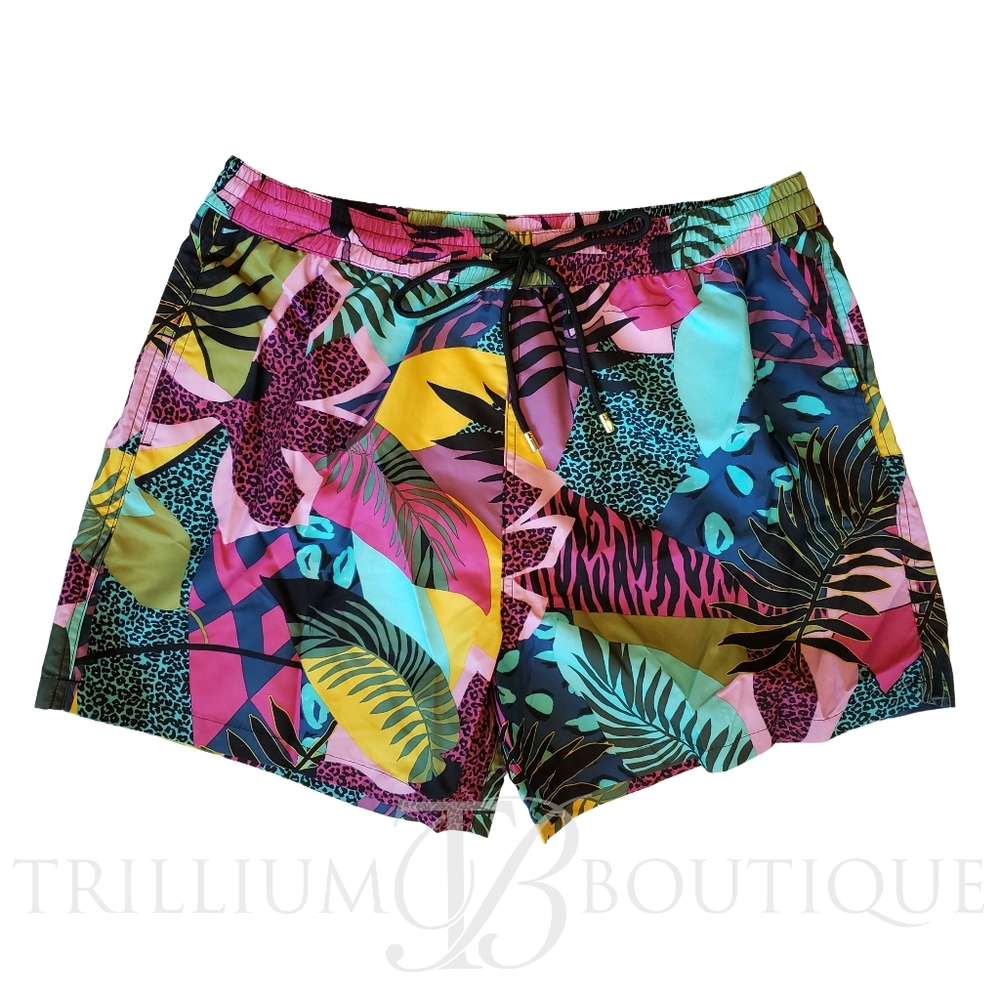 Bleu Rod Beattie Men's Exploded Floral Printed Swim Trunks XL Colorful NWT